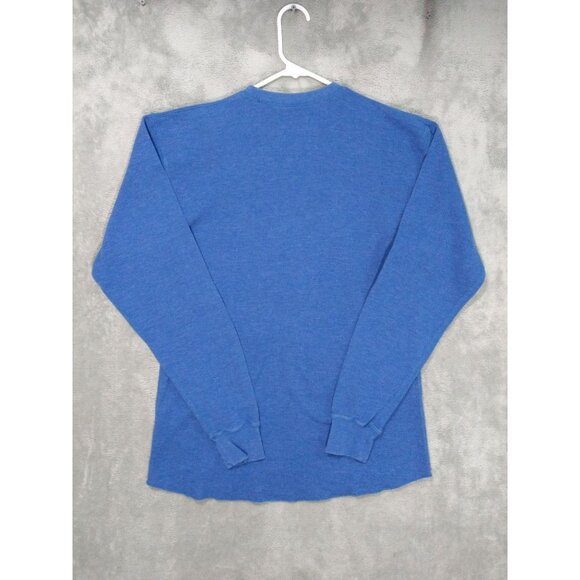 Billabong Shirt Mens Medium Blue Thermal Waffle Knit Logo Graphic Surf Skate - Picture 2 of 6